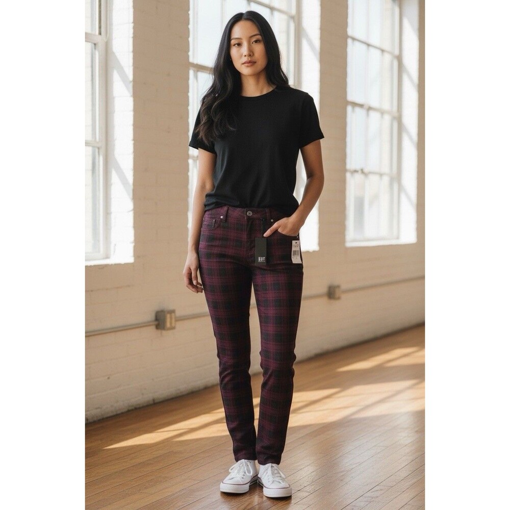 Kut From The Kloth Women’s Connie High Rise Ankle Skinny Jeans Size 2 Plaid